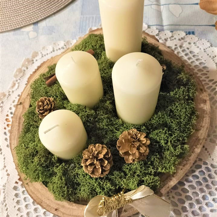 Moss diy midley for candles for holidays