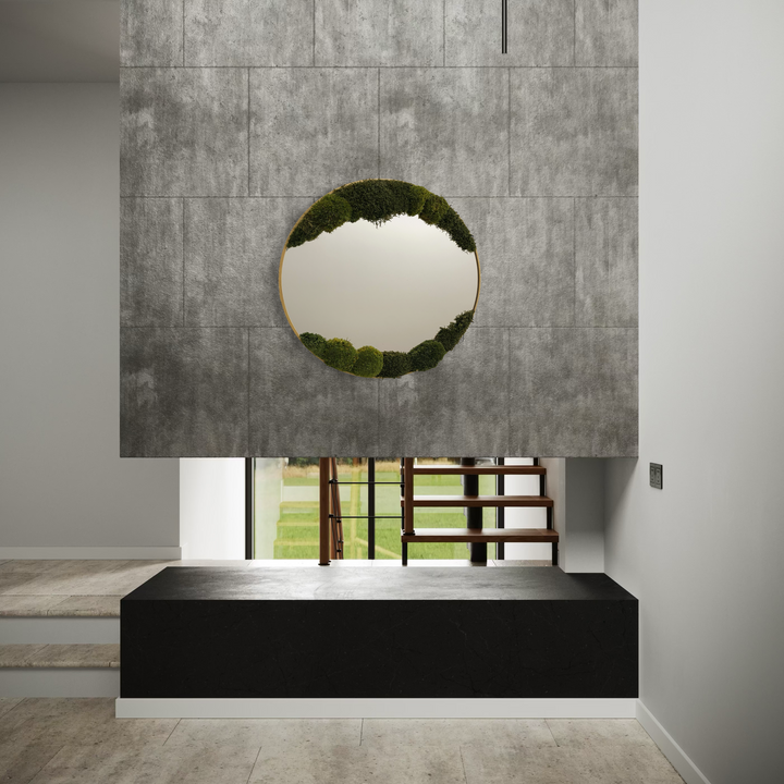 double sided moss wall mirror render living room in modern house