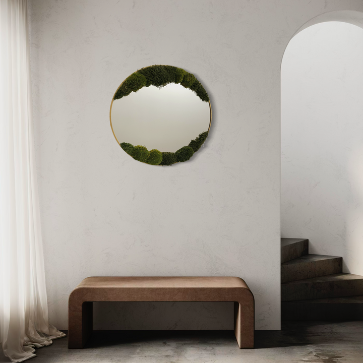 big / double sided wall moss mirror in home house hall