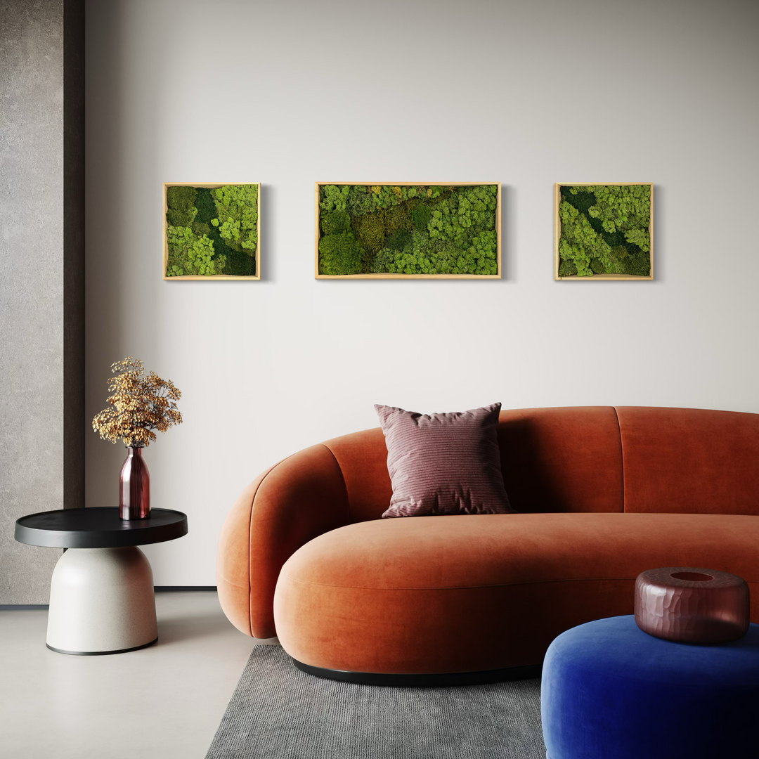 triple combination of mix moss for wall inside elegant living room