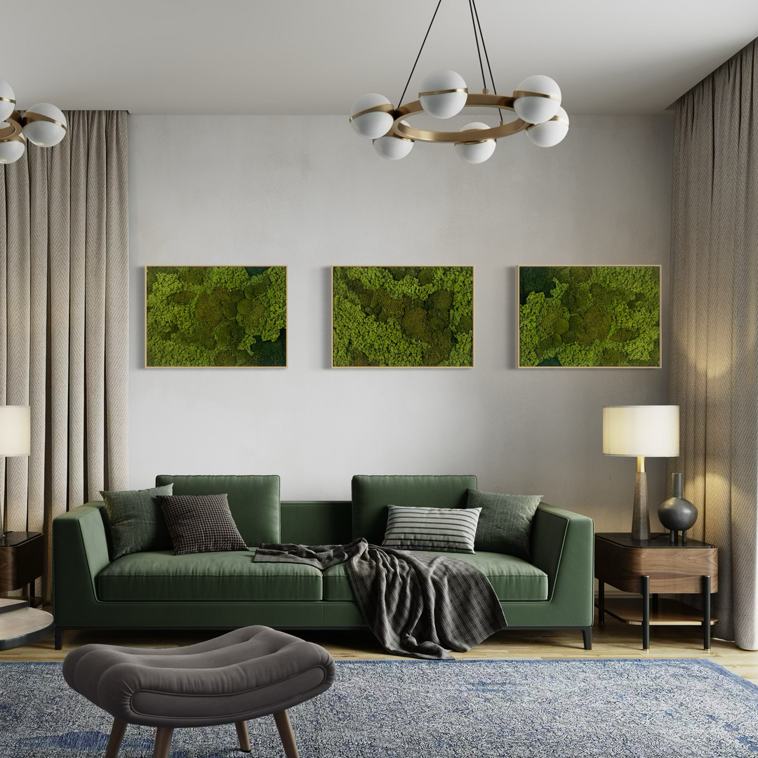 living room visual art green decor moss living decor