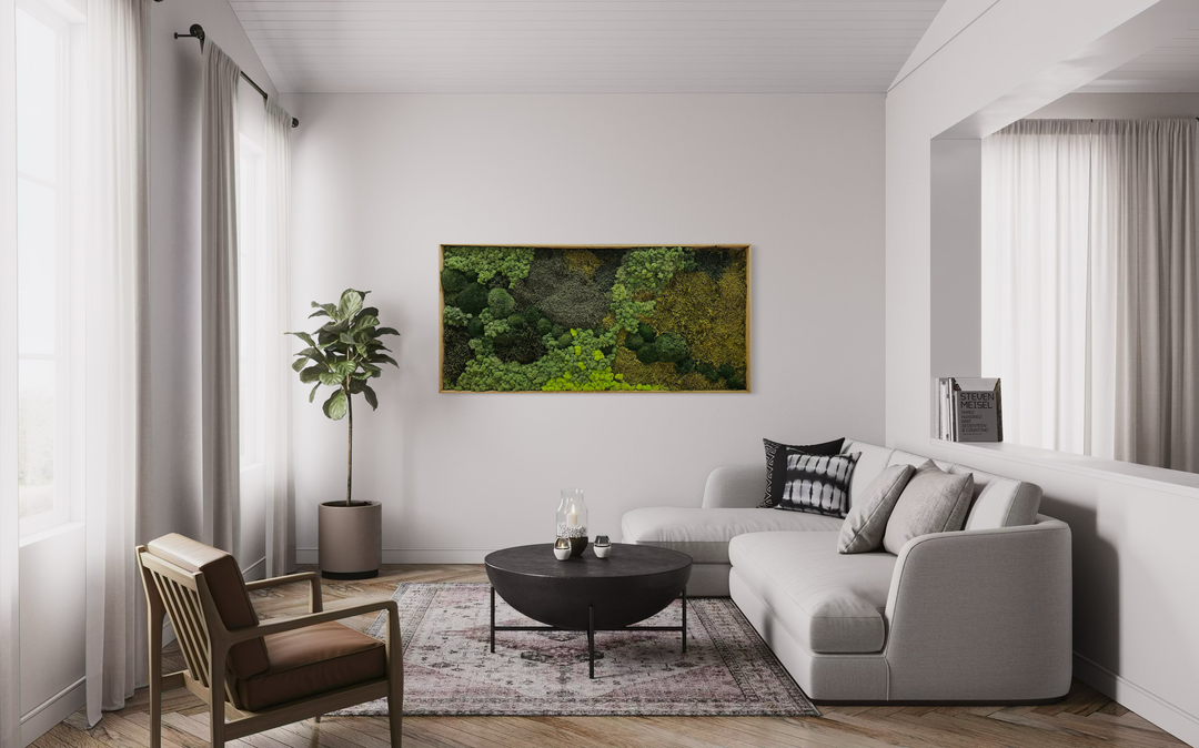 mix moss picture in living room on the wall